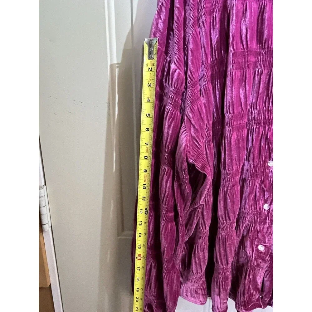 BiBi Love The Drama Hibiscus Purple Velvet Blouse XL - Picture 10 of 11